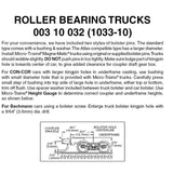 N Scale Micro Trains 310032 Roller Bearing Trucks w/Medium Coupler (10) Pair