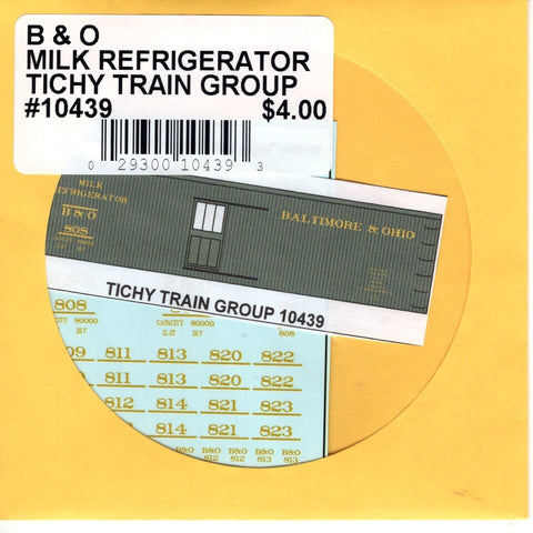 HO Scale Tichy Train 10439 B&O Baltimore & Ohio Milk Refrigerator Decal Set