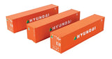HO Scale Walthers SceneMaster 949-18203 Hyundai 40' Flat Panel Container 3-Pack