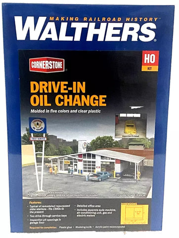 HO Scale Walthers Cornerstone 933-3543 Old Gas Station Drive-in Oil Change Kit