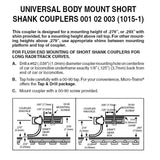 N Scale Micro Trains 102003 Assembled Body Mount Short Shank Coupler pkg (2)