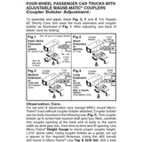 N Scale Micro Trains 302051 Four-Wheel Passenger Car Trucks Adjustable Couplers