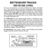N Scale Micro Trains 302022 Bettendorf Trucks w/Assemble Medium Couplers (1)Pair