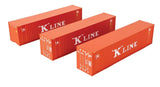 HO Scale Walthers SceneMaster 949-18204 K-Line 40' Flat Panel Container 3-Pack