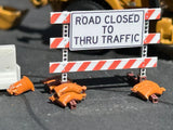 HO Scale ScaleSigns.com 400368 Type 3 Road Closed to Thru Traffic Barricade