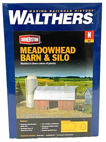 N Scale Walthers Cornerstone 933-3892 Meadowhead Barn and Silo Kit