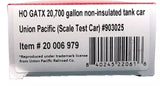HO Atlas 20006979 Union Pacific UP 903025 Scale Test 20,700-Gallon Tank Car
