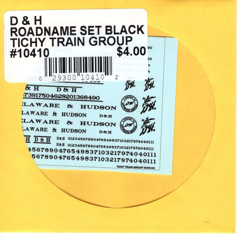 HO Scale Tichy Train 10410 D&H Roadname Set Black Decal Set
