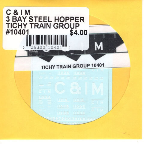 HO Scale Tichy Train 10401 C&IM 3 Bay Steel Hopper Decal Set