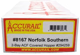 HO Accurail 6167 Norfolk Southern ACF 2-Bay Covered Hopper 3-Pack