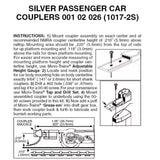 N Scale Micro Trains 102026 Silver Passenger Car Couplers 2 pr