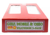 N Micro Trains 98305082 Weathered Gulf, Mobile & Ohio 50' Boxcar w/10' Door (2)