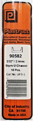 Plastruct 90582 UFS-3 Styrene Deep Channel 3/32 x 10" Long pkg (10)