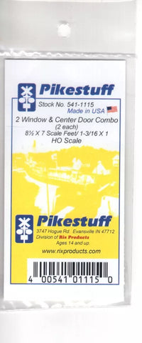 HO Scale Pikestuff 541-1115 Two Window & Center Door Combo pkg (2)