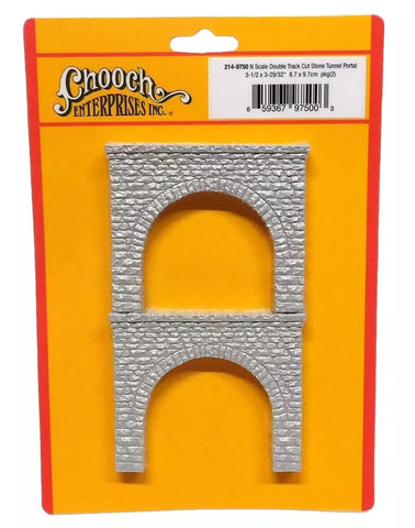 N Scale Chooch 9750 Double Track Cut Stone Tunnel Portal (2) pcs