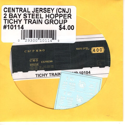 HO Scale Tichy Train 10114 Central Jersey (CNJ) 2 Bay Steel Hopper Decal Set