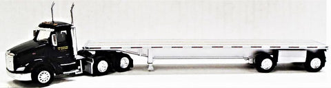 HO Scale Trucks n Stuff 58 Peterbilt 579 TMC Semi Truck w/Flatbed Trailer