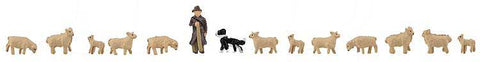 N Scale Faller Gmbh 155901 Shepherd, Dog and 12 Sheep Figures (14) pcs