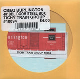 HO Scale Tichy Train Group 10094 Chicago, Burlington & Quincy 40' Double-Door Boxcar Decal Set