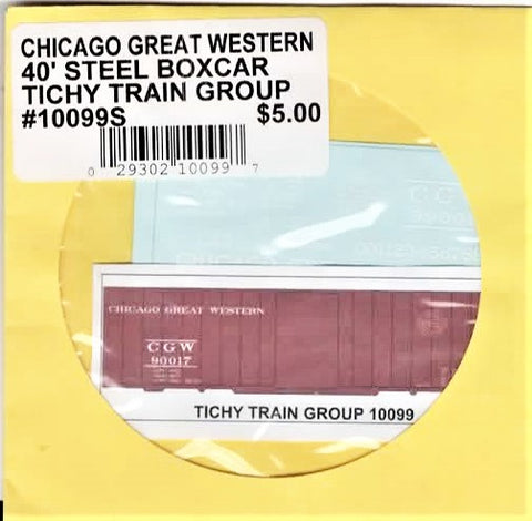 S Scale Tichy Train Group 10099 Chicago Great Westers 40 Steel Boxcar Decal Set