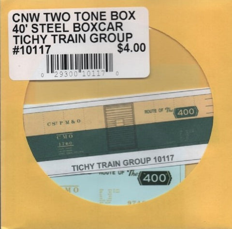 HO Scale Tichy Train Group 10117 Chicago North Western Two Tone 40' Steel Boxcar Decal Set