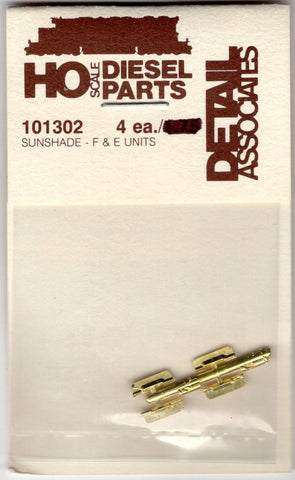 HO Scale Detail Associates 101302 EMD F & E Units Brass Sunshades pkg (4)