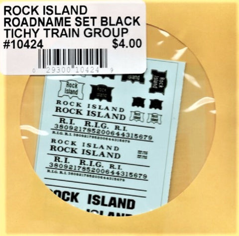 HO Scale Tichy Train Group 10424 Rock Island Roadname Black Decal Set