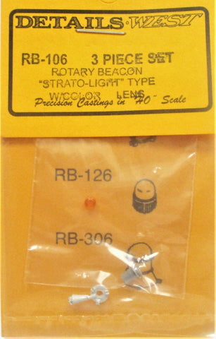HO Scale Details West RB-106 Roof Mount Strato-Lite Rotary Beacon w/Cored Lens