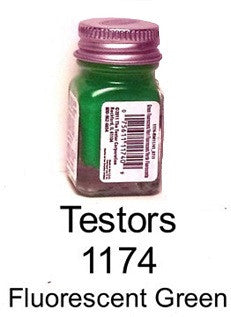 Testors 1174 Fluorescent Green Enamel 1/4 oz Paint Bottle