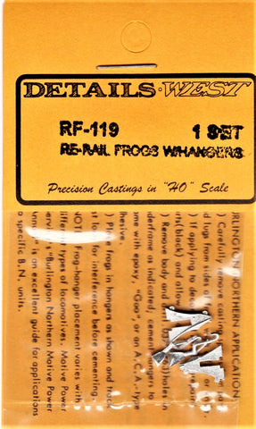 HO Scale Details West RF-119 Rerail Frog Set (Right & Left) 1 Set