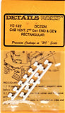HO Scale Details West VE-122 Square Cab & Body Vents pkg (12)