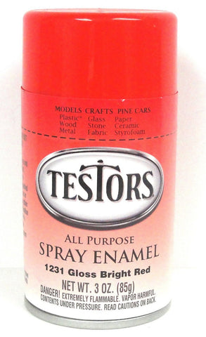 Testors 1231 Gloss Bright Red Enamel 3 oz Spray Paint Can