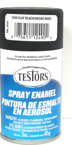 Testors 1249 Flat Black Enamel 3 oz Spray Paint Can