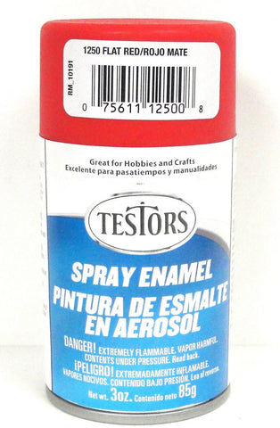 Testors 1250 Flat Red Enamel 3 oz Spray Paint Can