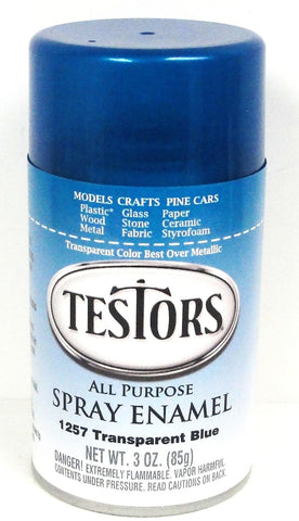 Testors 1257 Transparent Blue Enamel 3 oz Spray Paint Can