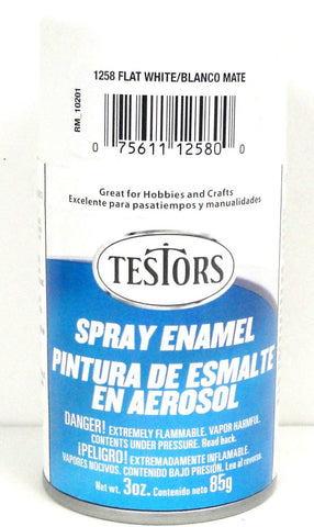 Testors 1258 Flat White Enamel 3 oz Spray Paint Can