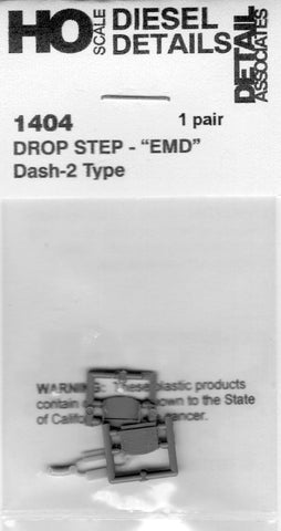 HO Scale Detail Associates 1404 EMD Drop Steps Dash-2 Series pkg (2)