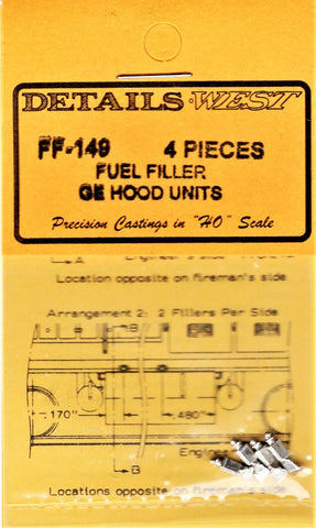 HO Scale Details West FF-149 GE Hood Units Fuel Fillers pkg (4)