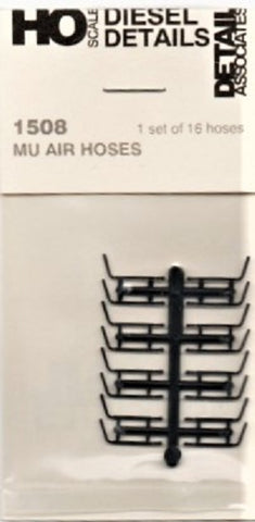 HO Scale Detail Associates 1508 MU/Multiple Unit Air Hoses pkg (16)