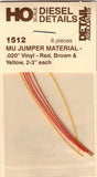 HO Scale Detail Associates 1512 MU Jumper Cable .020" Vinyl 3" Long pkg (6)