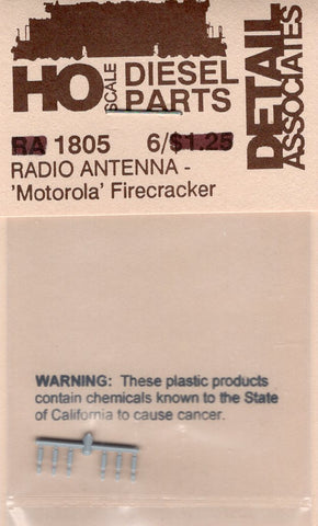 HO Scale Detail Associates 1805 Motorola Firecracker Radio Antenna pkg (6)