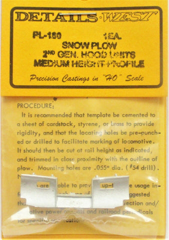 HO Scale Details West PL-180 2nd Generation Medium Height Profile Snow Plow