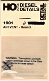HO Scale Detail Associates 1901 Round Cab Roof/Low Nose Air Vents pkg (12)