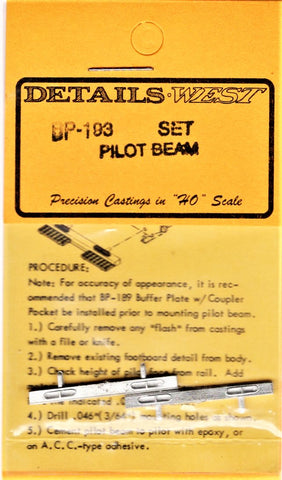 HO Scale Details West BP-193 Pilot Beam Less Footboards pkg (2)