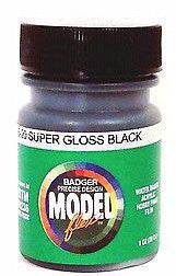 Badger Model Flex 16-20 Super Gloss Black 1 oz Acrylic Paint Bottle