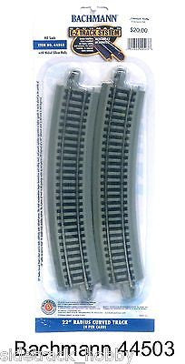 HO Scale Bachmann 44503 22" Radius Curve Nickel Silver E-Z Track (4) pcs.