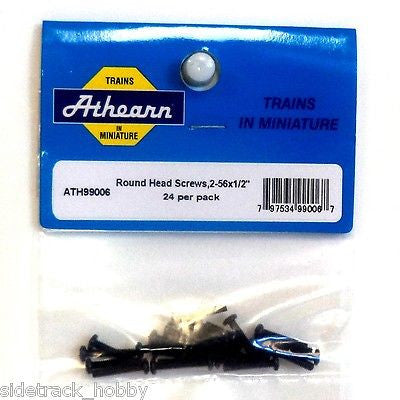 HO Scale Athearn 99006 Round Head Screw, 2-56 x 1/2" (24) pcs