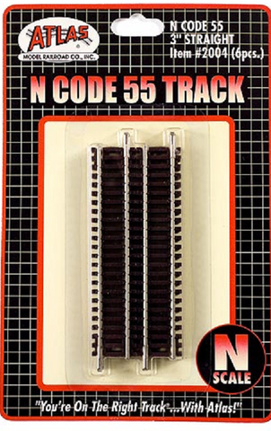 N Scale Atlas 2004 Code 55 3" Straight Track 6 pcs