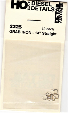 HO Scale Detail Associates 2225 Straight Type Grab Irons 14" pkg (12)
