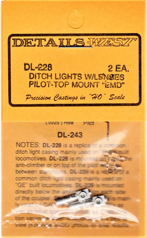 HO Scale Details West DL-228 Ditch Lights EMD-Style (Pilot Top Mount) pkg (2)
